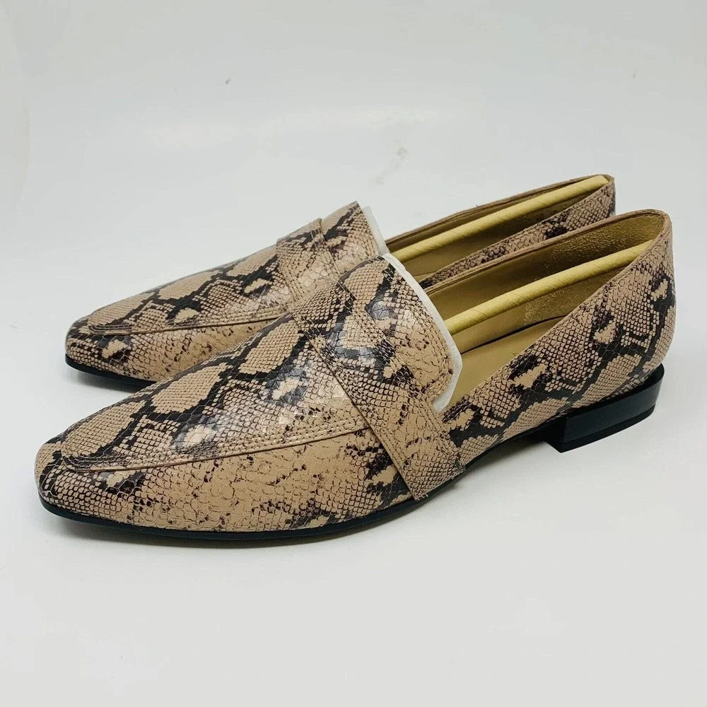 New Naturalizer Womans Sz 6.5M Shoes Cicero Nude Snake Leather Block Heel‎ NWT